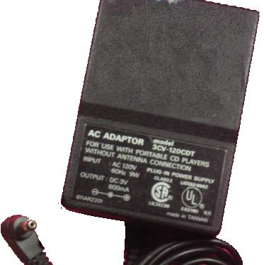 3CV-120CDT AC DC ADAPTER 3V 600mA 9W POWER SUPPLY FOR PORTABLE C