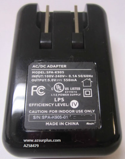 Blueant SPA-K905 5VDC 550mA 0.544A USB A female AC ADAPTER POWER