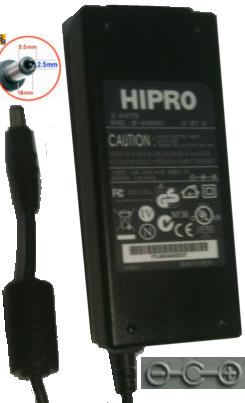 HIPRO HP-OL060D03 AC ADAPTER 12VDC 5A USED -(+)- 2.5x5.5POWER SU
