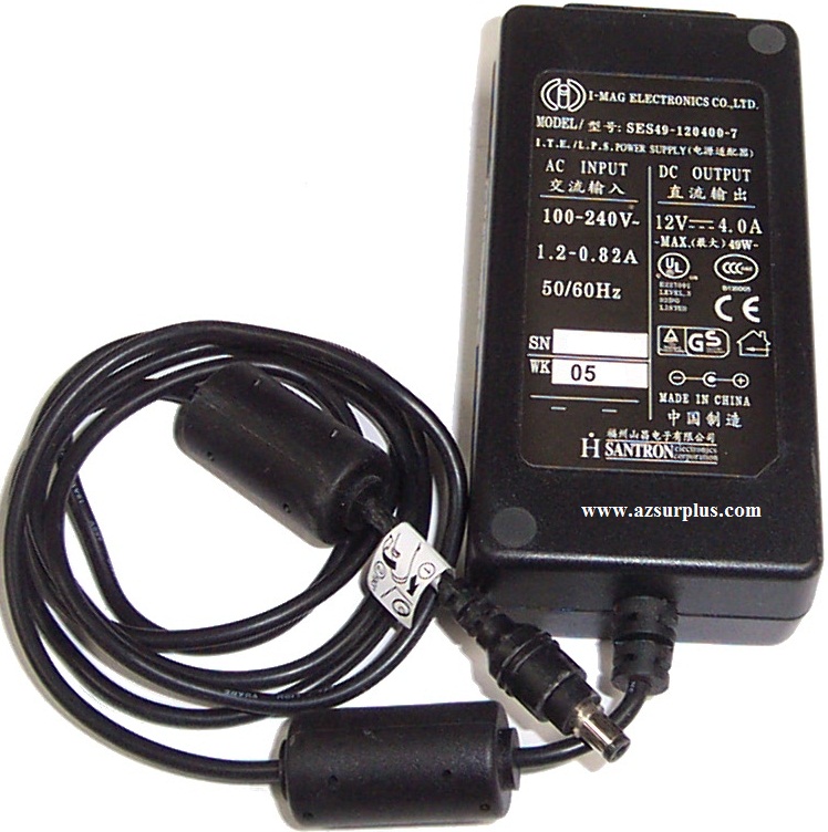 I-MAG SES49-120400-7 AC Adapter 12VDC 4A -(+) 2x5.5mm 100-240vac
