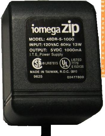 IOMEGA ZIP 48DR-5-1000 AC DC ADAPTER 5VDC 1000MA SWITCHING POWER