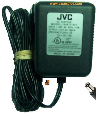 JVC J34675-001 AC ADAPTER 12VDC 200mA USED -(+) 2x5.510.7mm ROUN