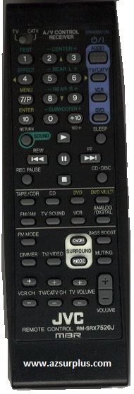 JVC RM-SRX7520J Remote ControlA/V Control Receiver Made in Malay