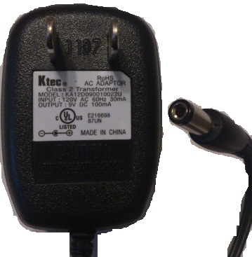 KTEC KA12D090010022U AC ADAPTER 9VDC 100mA USED -(+)- 2x5.5x11m