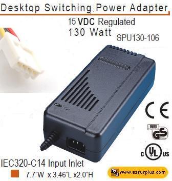 LEITCH SPU130-106 AC ADAPTER 15VDC 8.6A 130W 4-PIN MOLEX