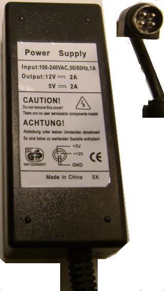 SWITCHING POWER SUPPLY AC DC ADAPTER 12V 5V 2A DM5127 Replacemnt