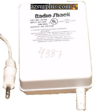 RADIO SHACK 23-243 AC DC ADAPTER 12V 0.6A SWITCHING POWER SUPPLY