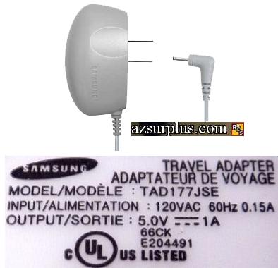 SAMSUNG TAD177JSE AC ADAPTER 5V DC 1A CELL PHONE CHARGER