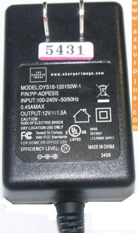 THE SHARPER IMAGE DYS18-120150W-1 AC ADAPTER 12V 1.5A -(+) 2x5.5