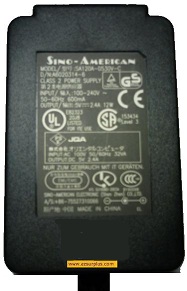 SINO-AMERICAN SAL124A-1220V-6 AC ADAPTER 12VDC 1.66A 19.92W USED