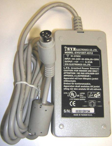 SYN ELECTRONICS SYS1097-4012 AC ADAPTER +12V 3.33A POWER SUPPLY