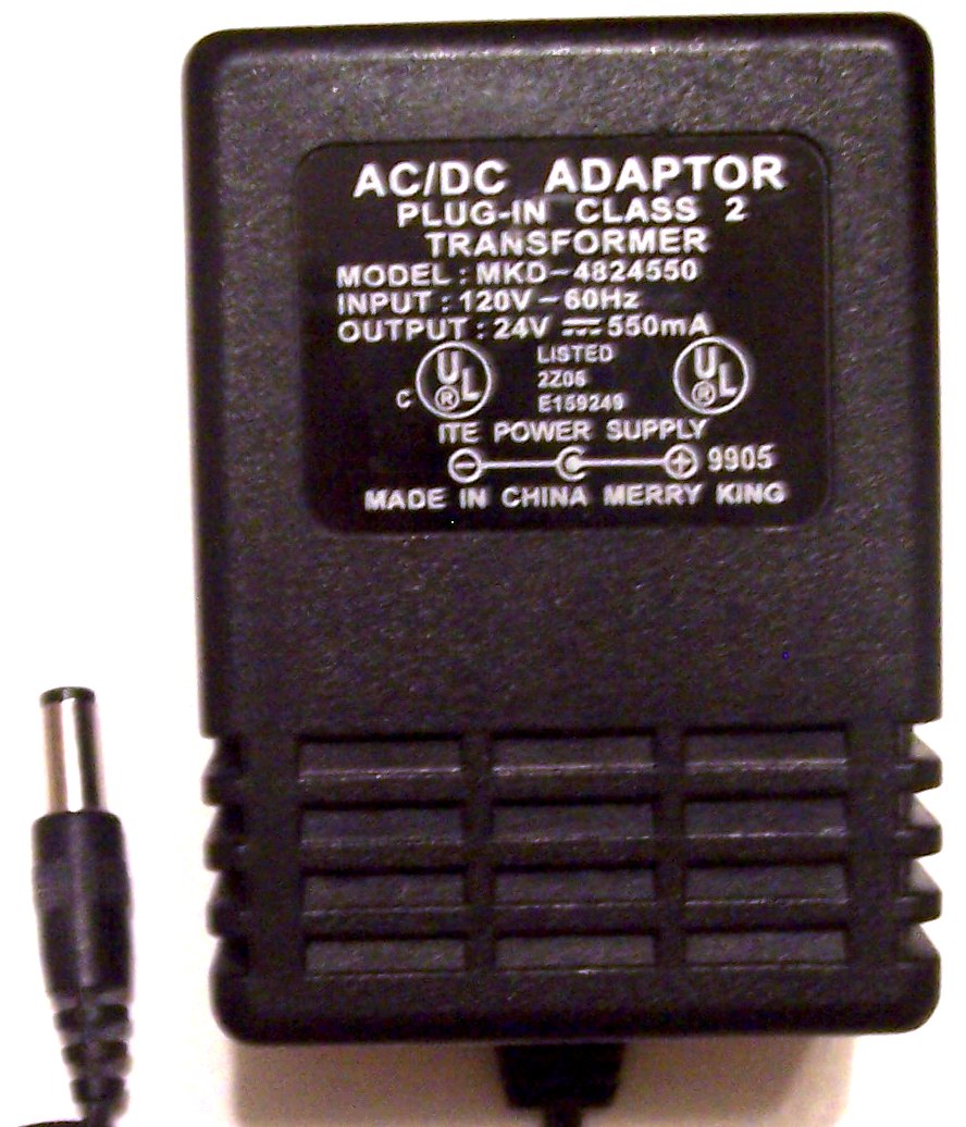 MKD-4824550 AC/DC ADAPTER 24V 550mA CLASS 2 TRANSFORMER I.T.E.