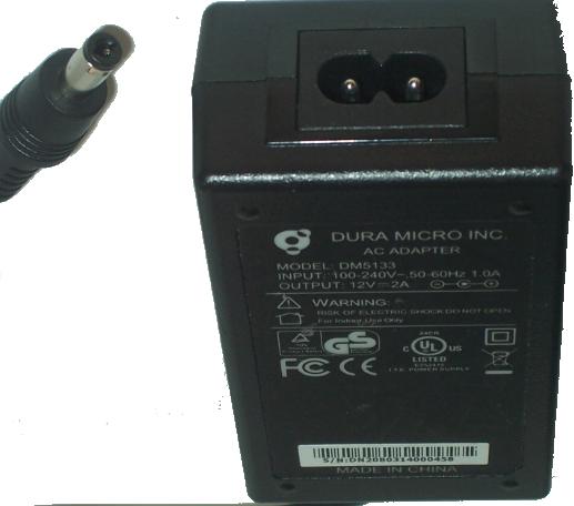 DURA MICRO DM5133 AC ADAPTER 12Vdc 2A -(+) 2x5.5mm POWER SUPPLY
