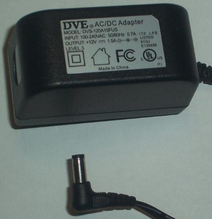 DVE DVS-120A15FUS AC DC ADAPTER 12V 1.5A PORTABLE DVD PLAYER