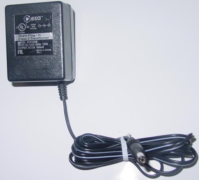 ESA 41A12600 AC Adapter 12VDC 600mA Power Supply DIRECT PLUG IN