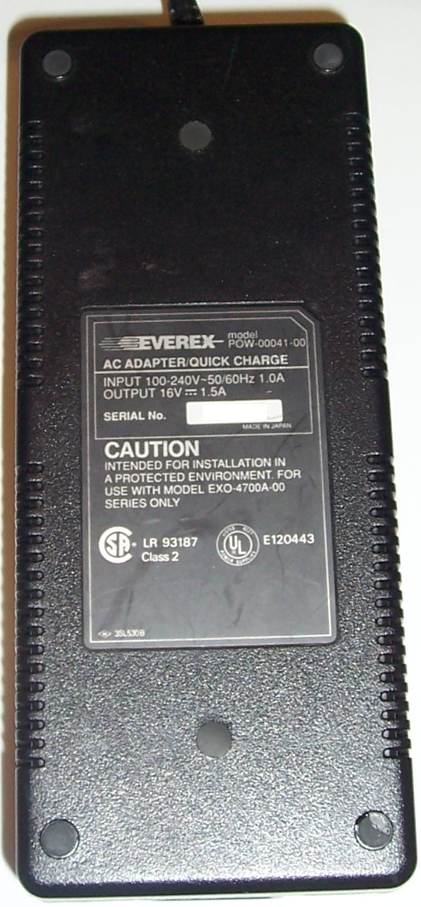 SA EVEREX POW-00041-00 AC ADAPTER 16VDC 1.5A QUICK CHARGE 9Pin C