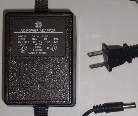 GS GS-181500 AC ADAPTER 18Vac 1.5A 2.5x5.5mm ~(~)~ Used Desk top