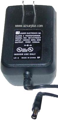 LEI 49081OO3CT AC ADAPTER 9VDC 1200mA POWER SUPPLY 49081003CT