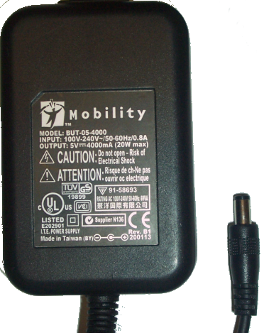 MOBILITY BUT-05-4000 AC ADAPTER 5V DC 4A POWER SUPPLY