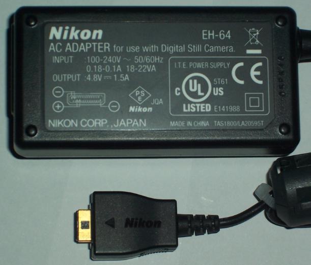 NIKON EH-64 AC DC ADAPTER 4.8V 1.5A POWER SUPPLY FOR COOLPIX