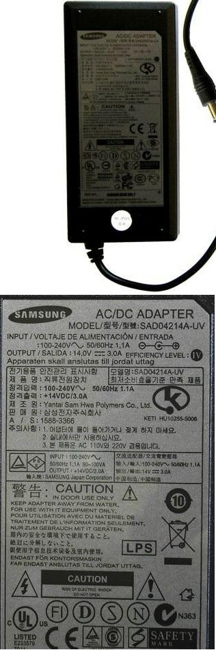SAMSUNG SAD04214A-UV AC ADATPER 14VDC 3A -(+) 4.4x6mm PIN INSIDE
