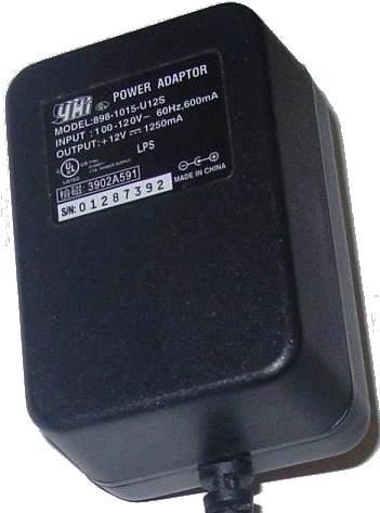 YHi 898-1015-U12S AC Adapter 12VDC 1250mA -(+) 2x5.5mm 120vac IT