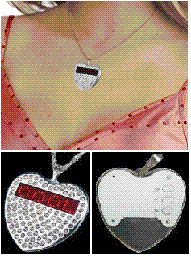 Heart Shaped Scrolling Red LED Pendant Name Card Necklace